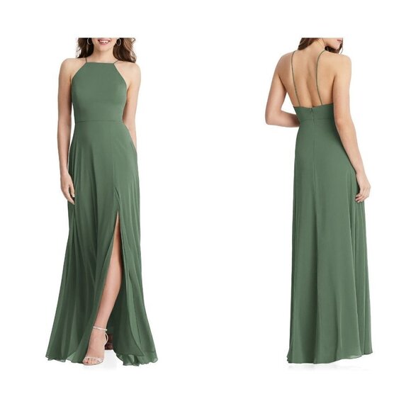 NWTD LOVELY Size 14 Lela Sleeveless Chiffon Gown Color Vineyard Green MSRP $187 - Picture 1 of 12